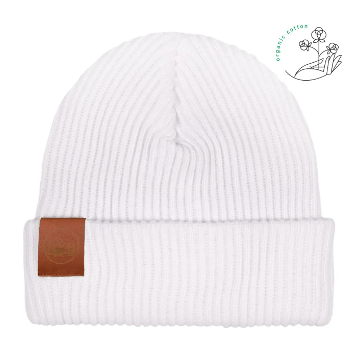 White organic cotton winter beanie