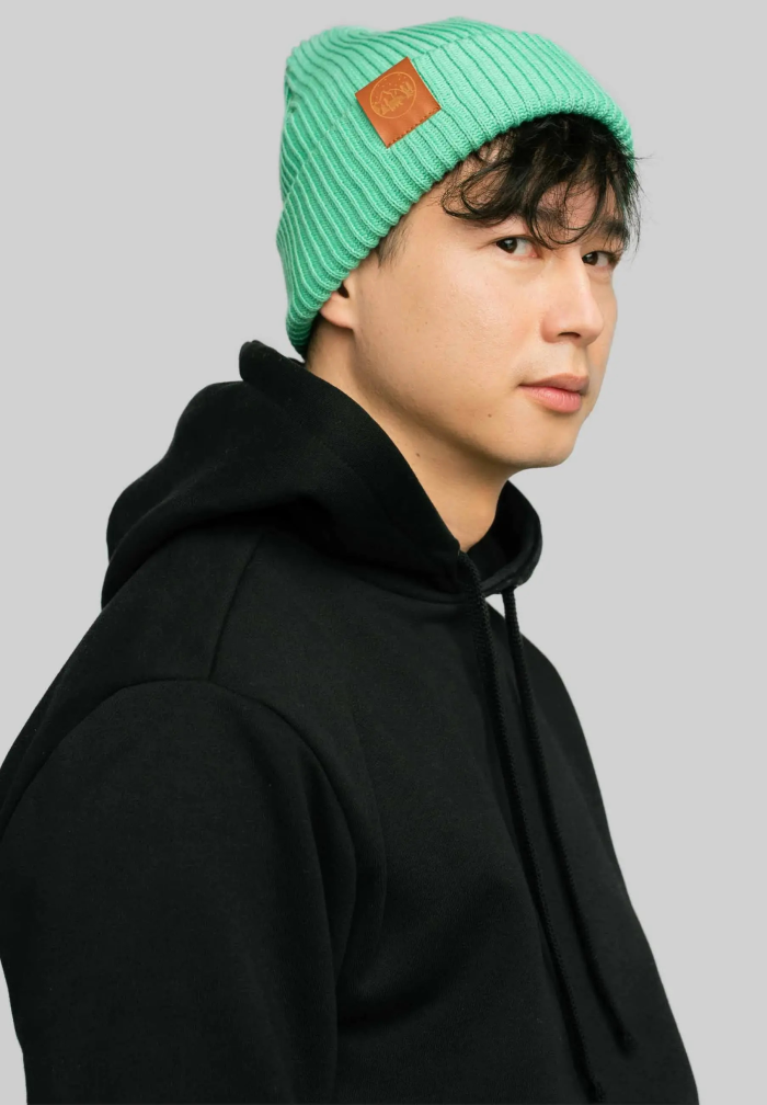 Light mint organic cotton winter beanie