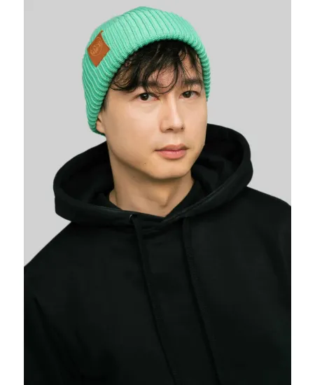 Light mint organic cotton winter beanie
