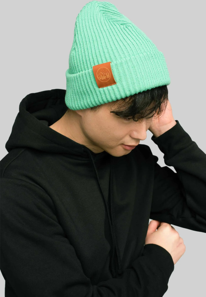 Light mint organic cotton winter beanie