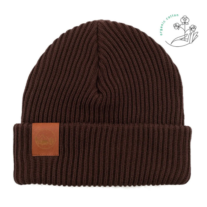 Brown organic cotton winter beanie