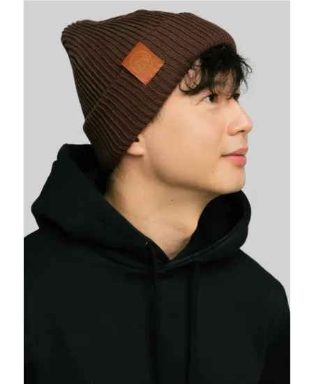 Brown organic cotton winter beanie