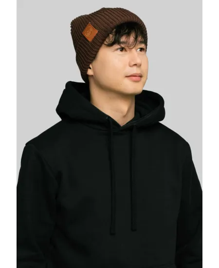 Brown organic cotton winter beanie