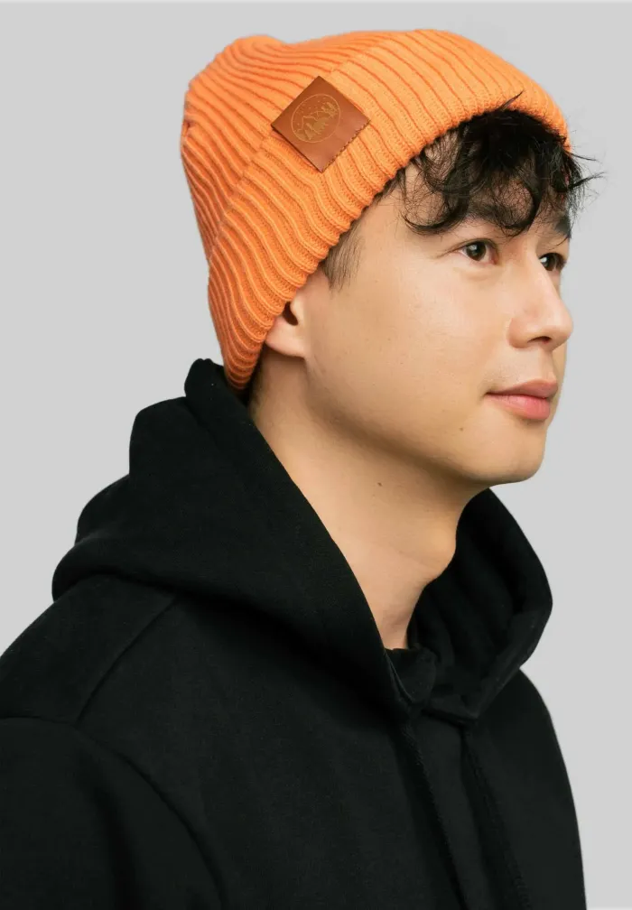Peach organic cotton winter beanie