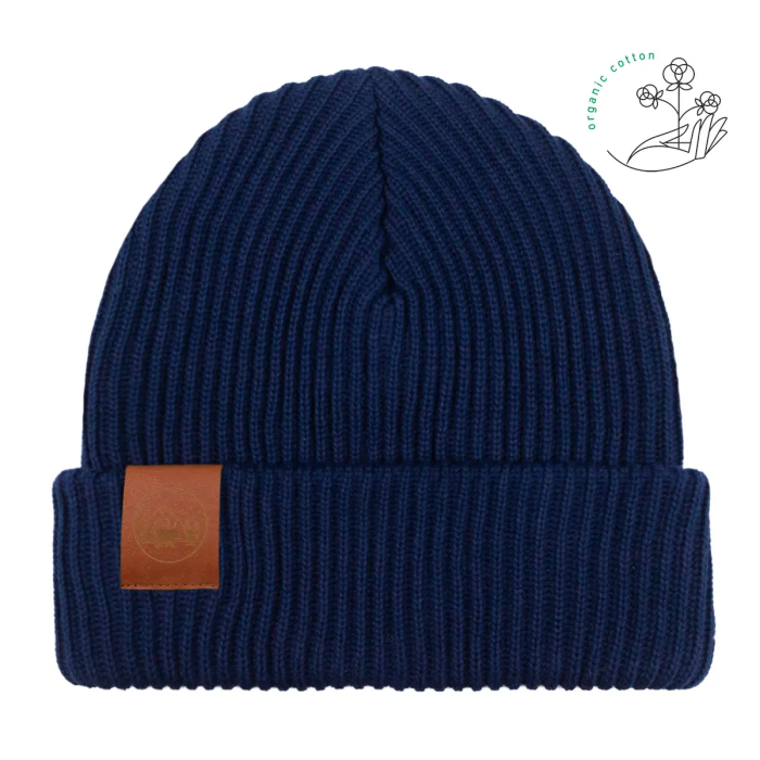 Navy blue organic cotton winter beanie