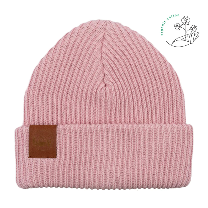 Light pink organic cotton winter beanie