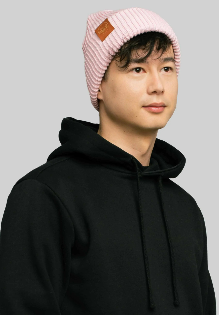 Light pink organic cotton winter beanie
