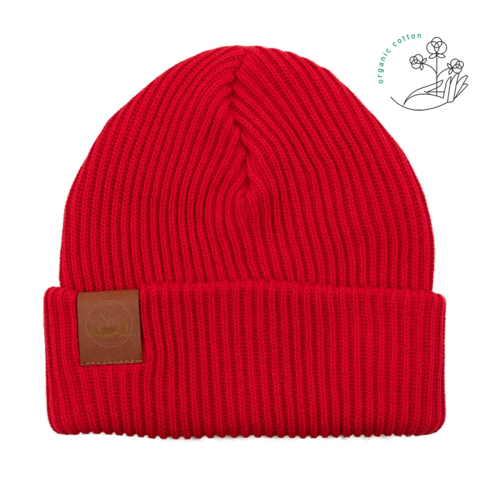 Poppy red organic cotton winter beanie