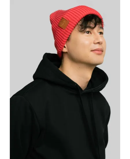 Poppy red organic cotton winter beanie