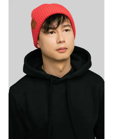 Poppy red organic cotton winter beanie