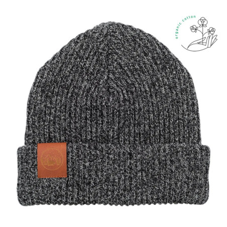 Black'n'white melange organic cotton winter beanie