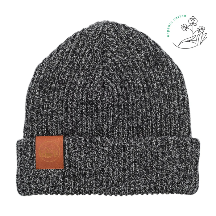 Black'n'white melange organic cotton winter beanie