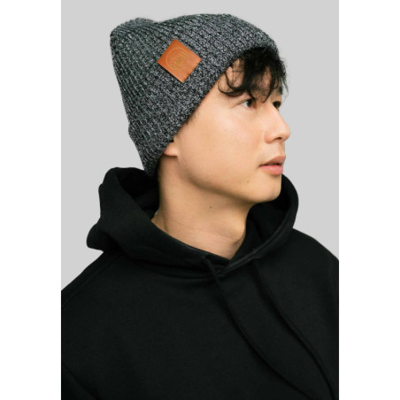 Black'n'white melange organic cotton winter beanie