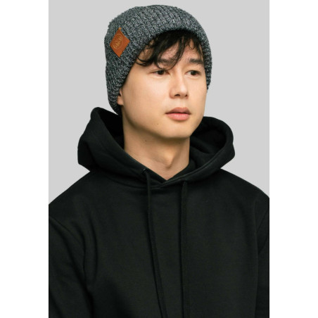 Black'n'white melange organic cotton winter beanie
