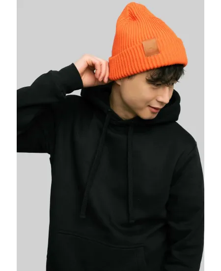 Orange organic cotton winter beanie