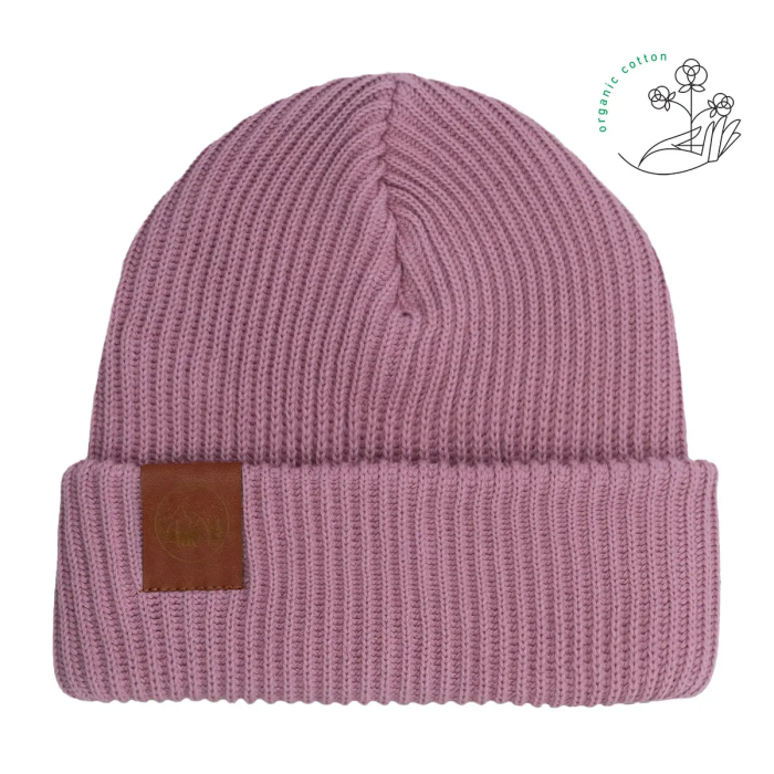Powder pink organic cotton winter beanie