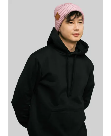Powder pink organic cotton winter beanie
