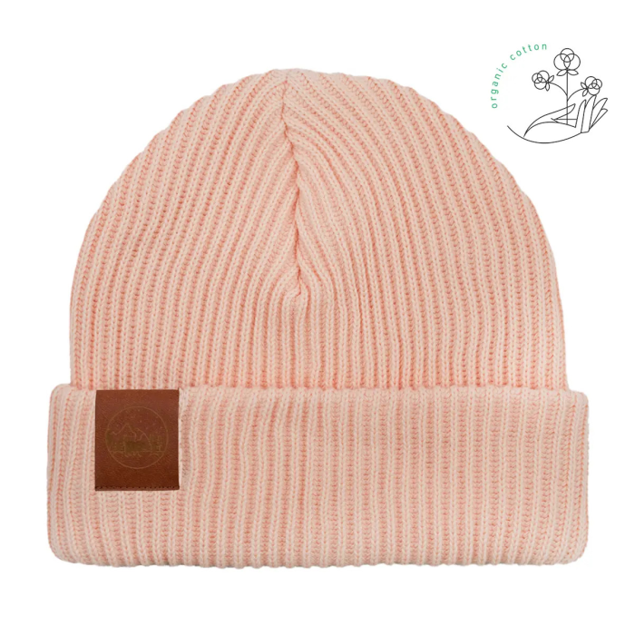Pink cream organic cotton winter beanie