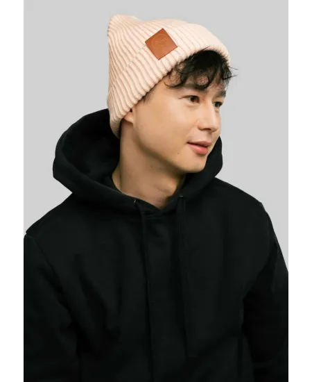 Pink cream organic cotton winter beanie