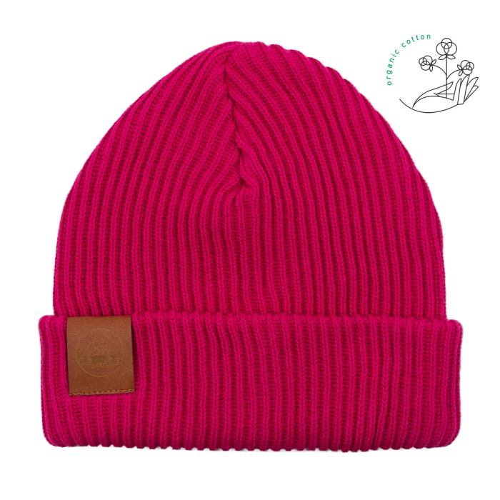 Pink organic cotton winter beanie