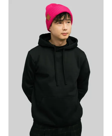 Pink organic cotton winter beanie