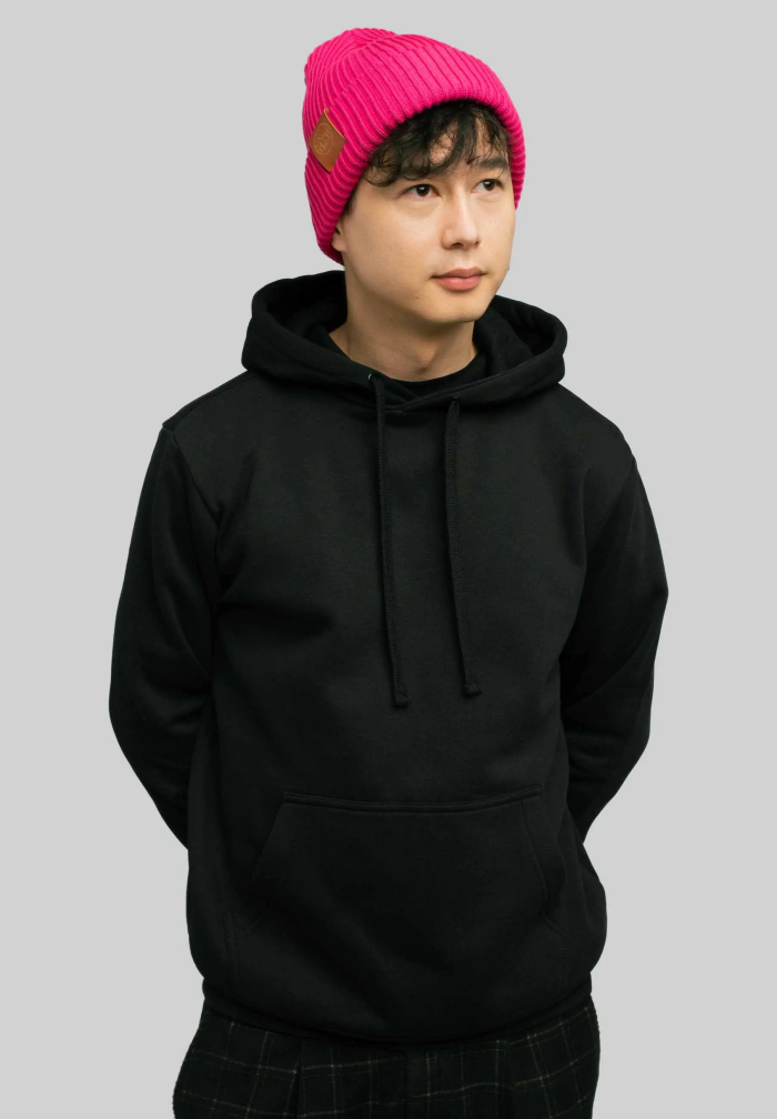 Pink organic cotton winter beanie
