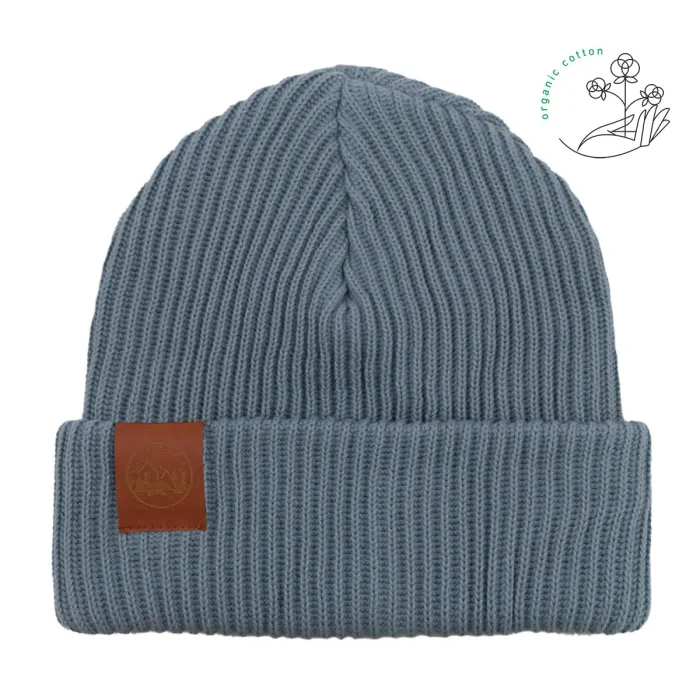 Blue-grey organic cotton winter beanie