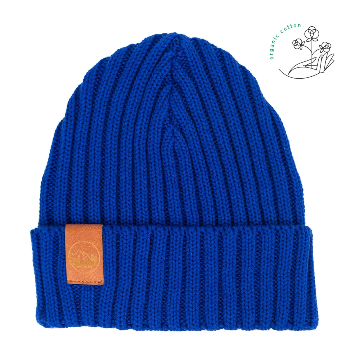 Czapka dziecięca alkatraz z bawełny organicznej chabrowa