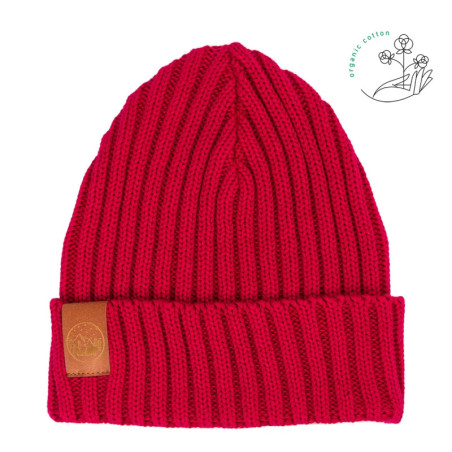 Raspberry red organic cotton kids alkatraz beanie