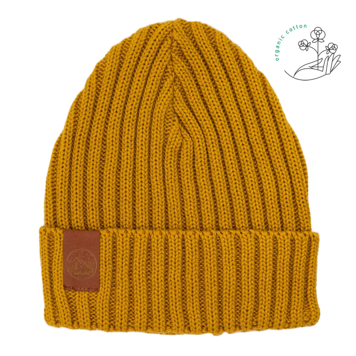 Mustard organic cotton kids alkatraz beanie