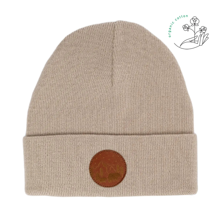 Czapka dziecięca beanie z bawełny organicznej beżowa