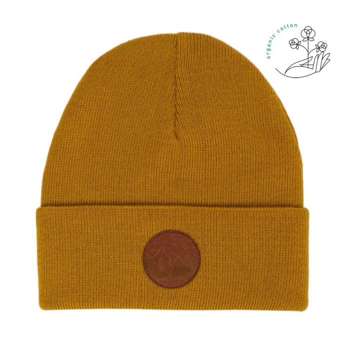 Mustard organic cotton kids beanie