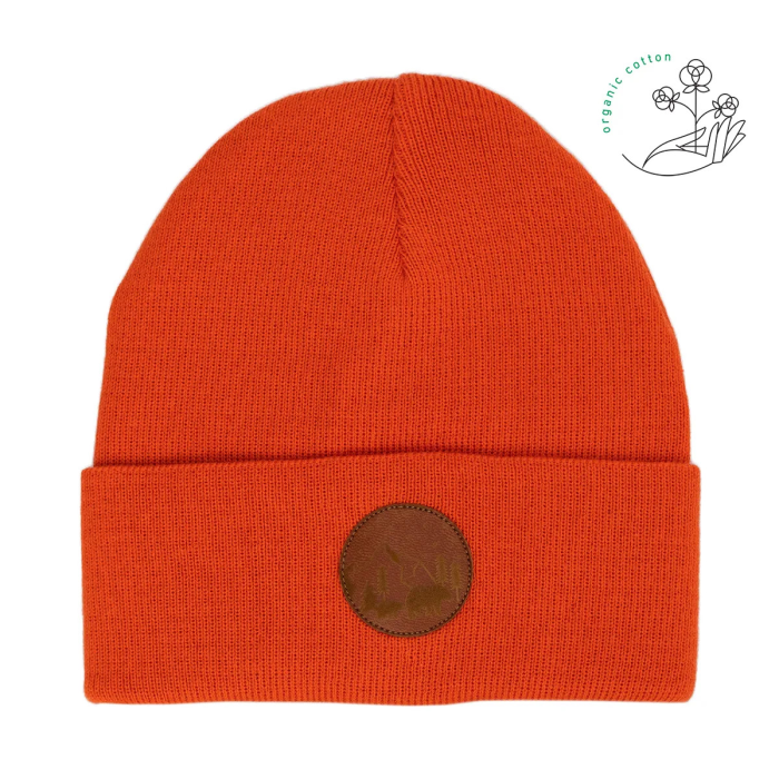 Czapka dziecięca beanie z bawełny organicznej pomarańczowa