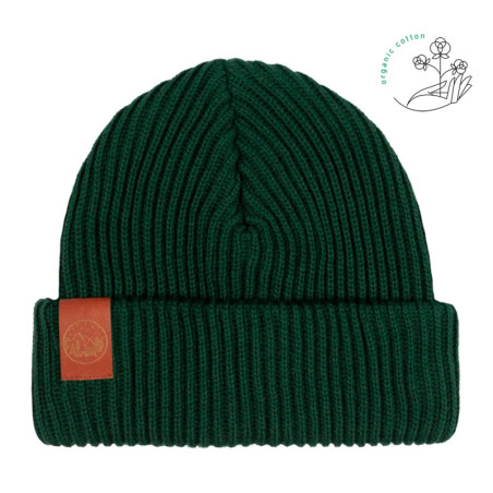 Bottle green organic cotton kids winter beanie
