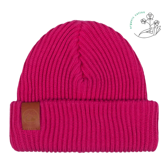 Pink organic cotton kids winter beanie