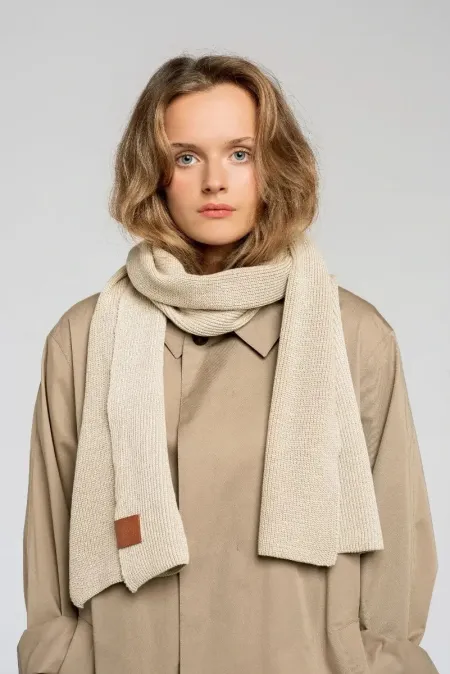 Beige organic cotton plain scarf