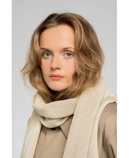 Beige organic cotton plain scarf