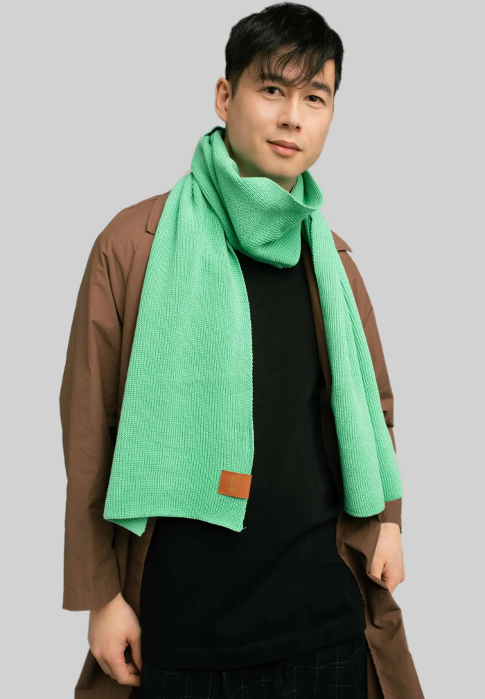 Pale mint organic cotton plain scarf
