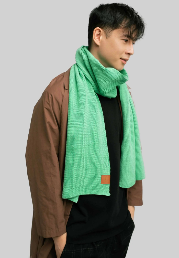 Pale mint organic cotton plain scarf