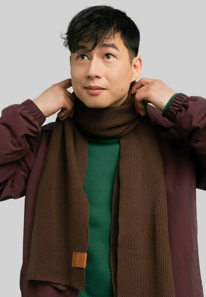 Brown organic cotton plain scarf