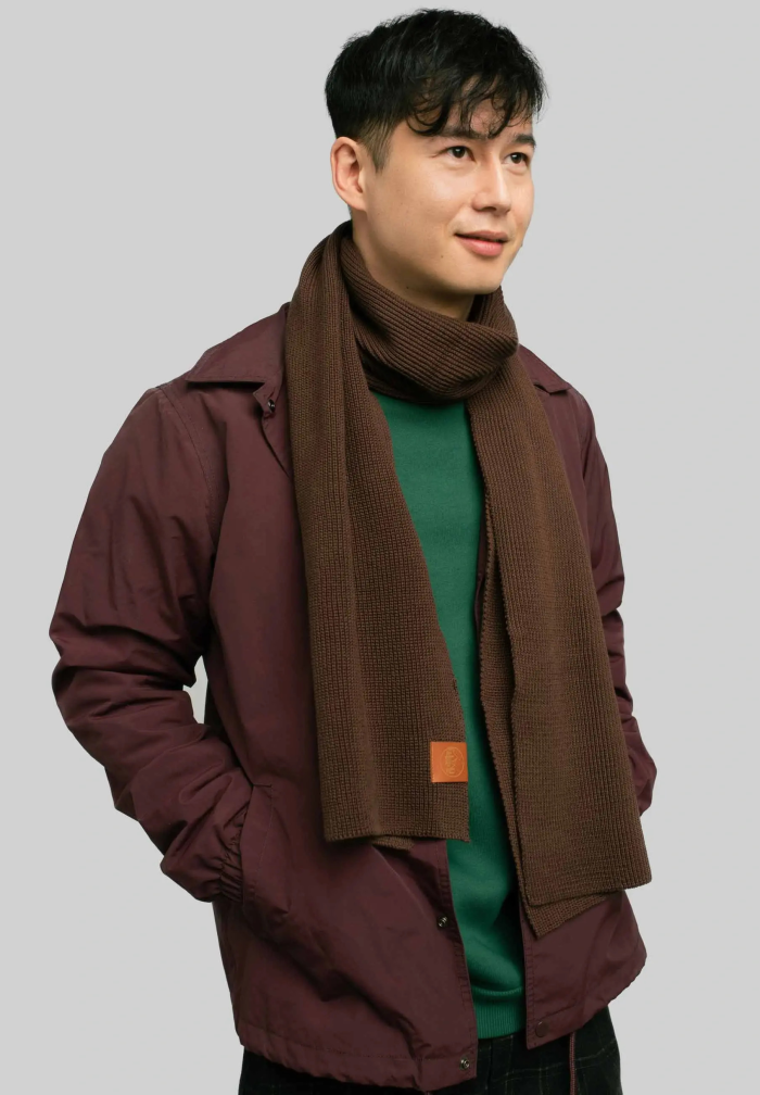 Brown organic cotton plain scarf