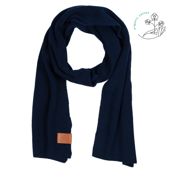 Navy blue organic cotton plain scarf
