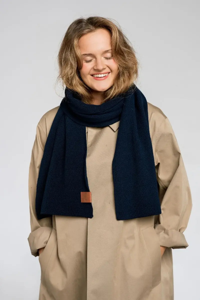 Navy blue organic cotton plain scarf