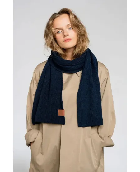 Navy blue organic cotton plain scarf