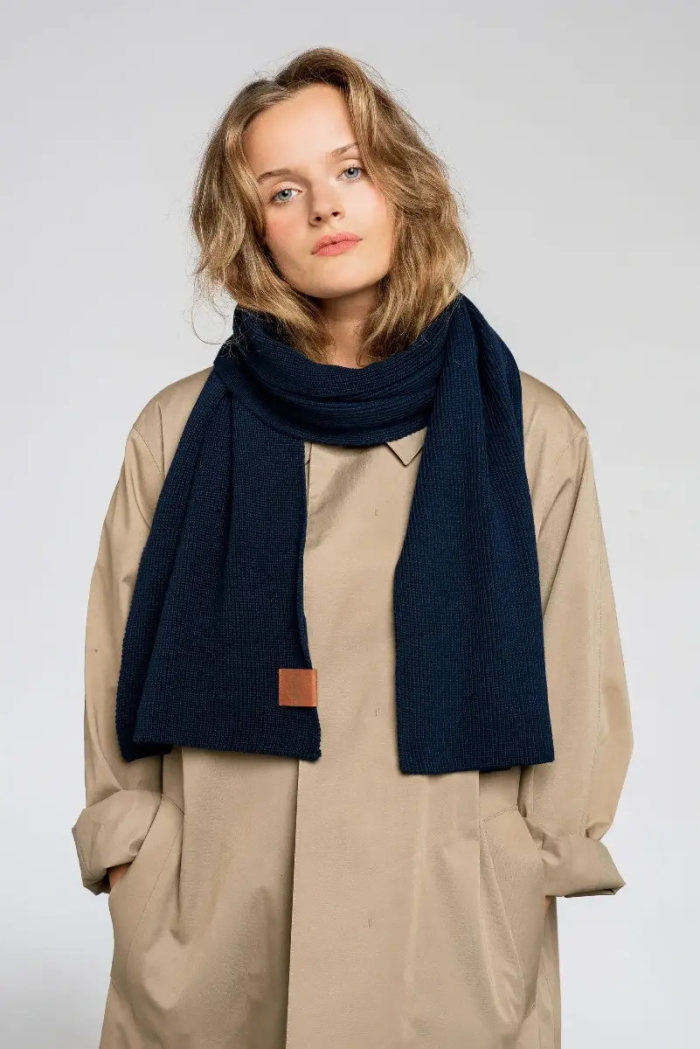 Navy blue organic cotton plain scarf