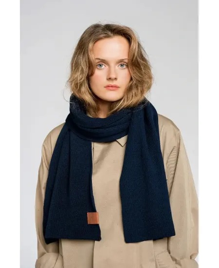 Navy blue organic cotton plain scarf