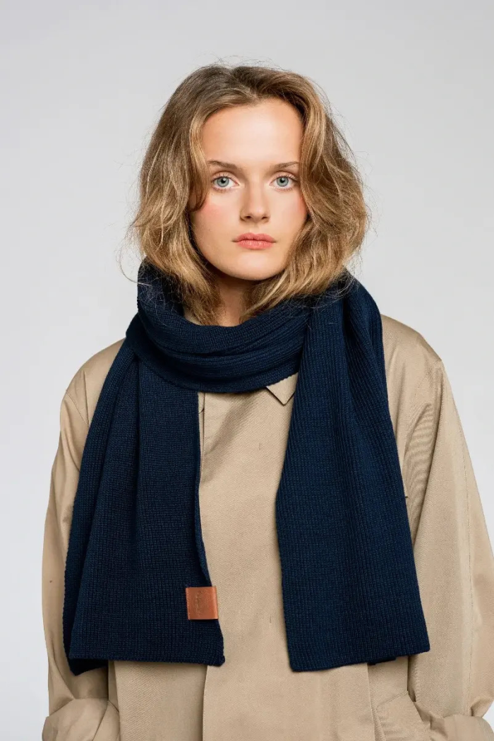 Navy blue organic cotton plain scarf