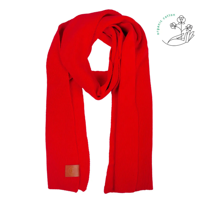 Poppy red organic cotton plain scarf