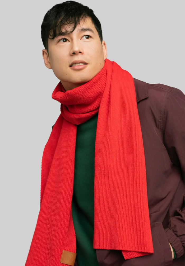 Poppy red organic cotton plain scarf