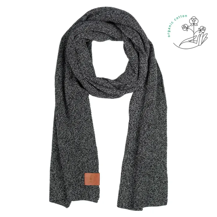 Black'n'white melange organic cotton plain scarf